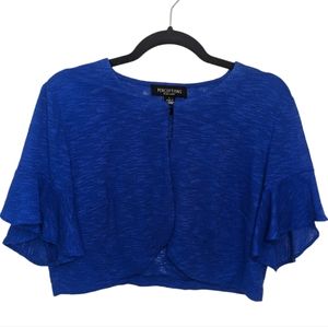 Perceptions New York Women's Blue Cropped Open Front Cardigan L 💙✨